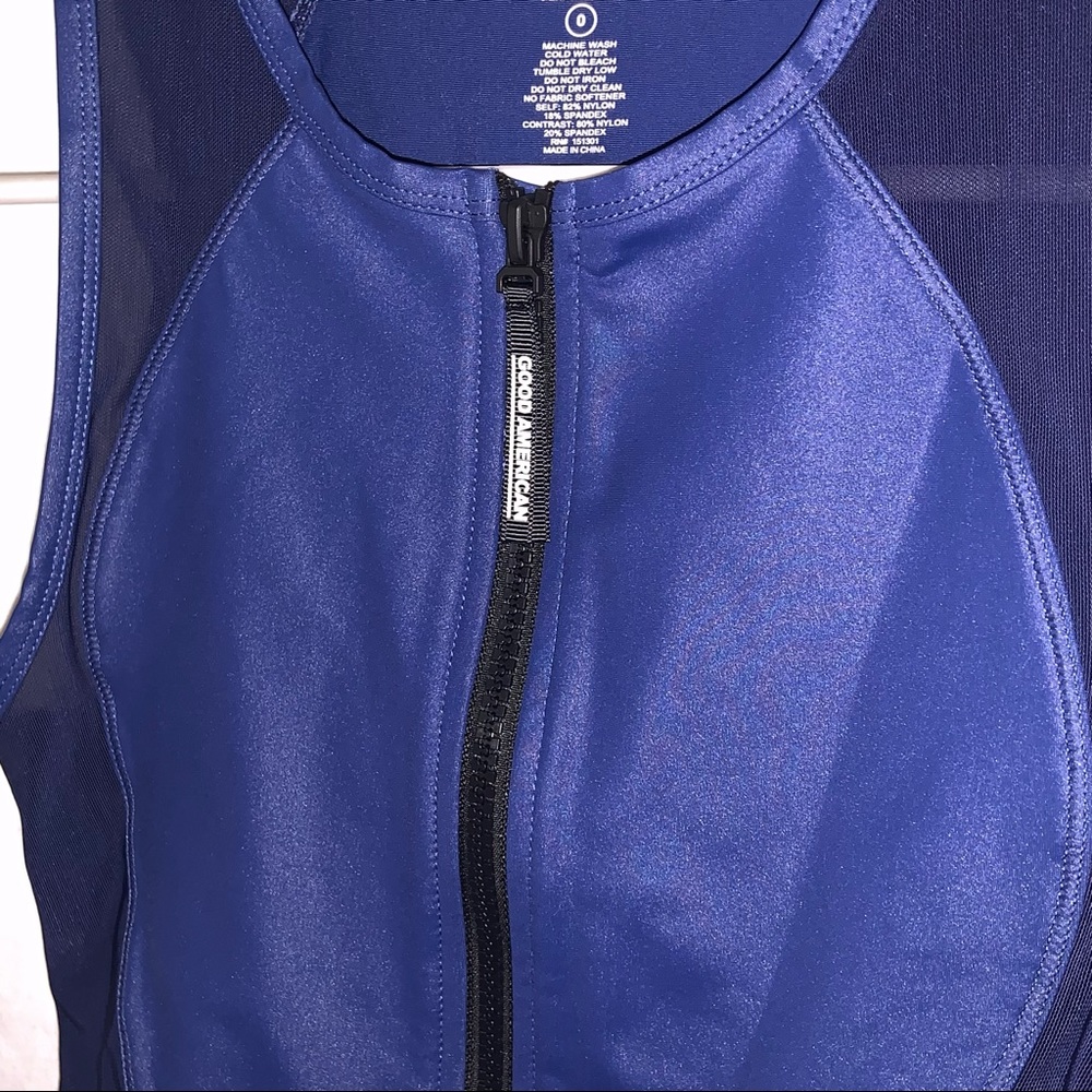 Good American The Power Zip Sports Bra Blue NWT - Picture 5 of 9